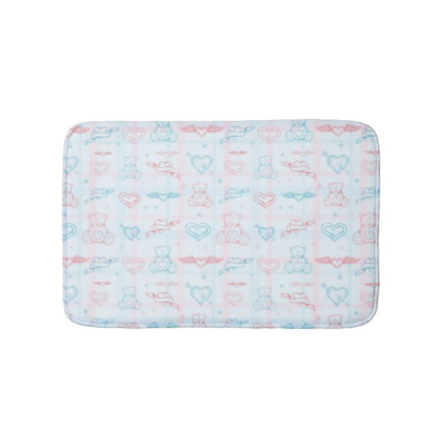 baby pattern with teddy bear bathroom mat (Front)