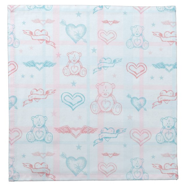 baby pattern with teddy bear cloth napkin (Front)