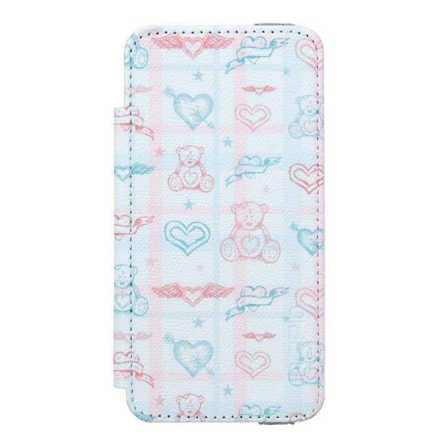 baby pattern with teddy bear incipio iPhone wallet case (Folio Front)