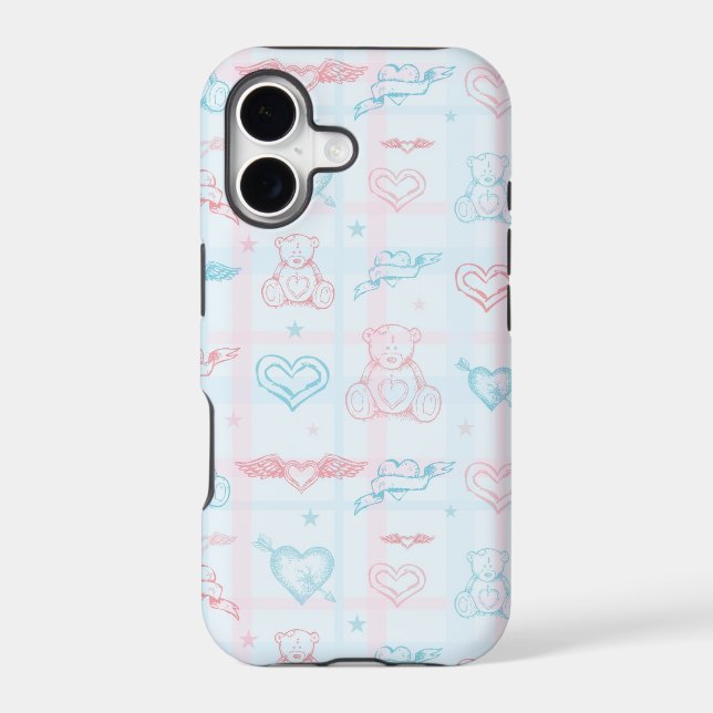 baby pattern with teddy bear iphone case (Back)