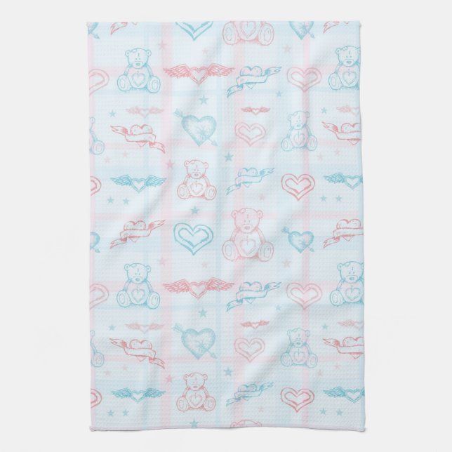 baby pattern with teddy bear kitchen towel (Vertical)