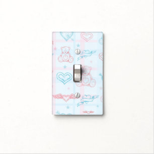 baby pattern with teddy bear light switch cover