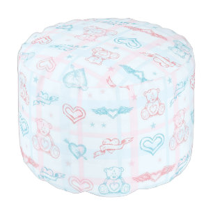 baby pattern with teddy bear pouf