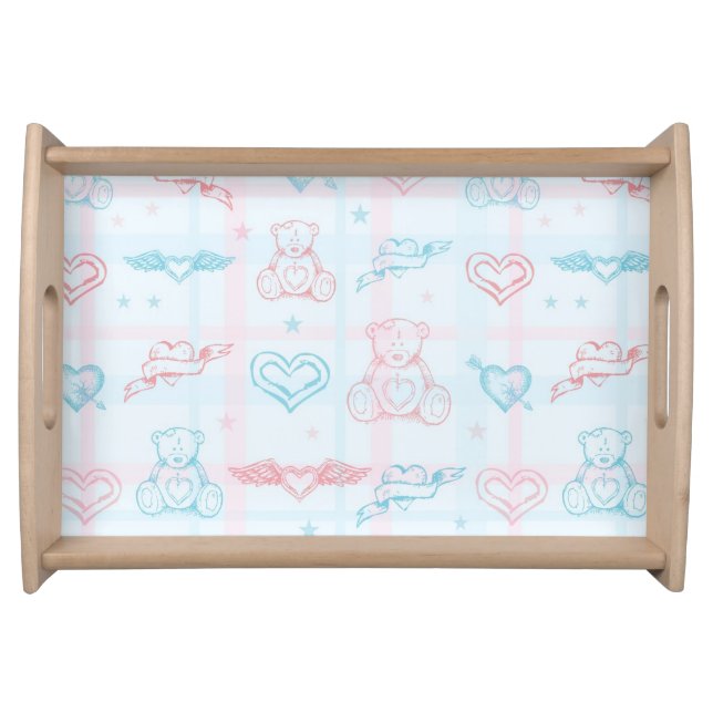 baby pattern with teddy bear serving tray (Front)