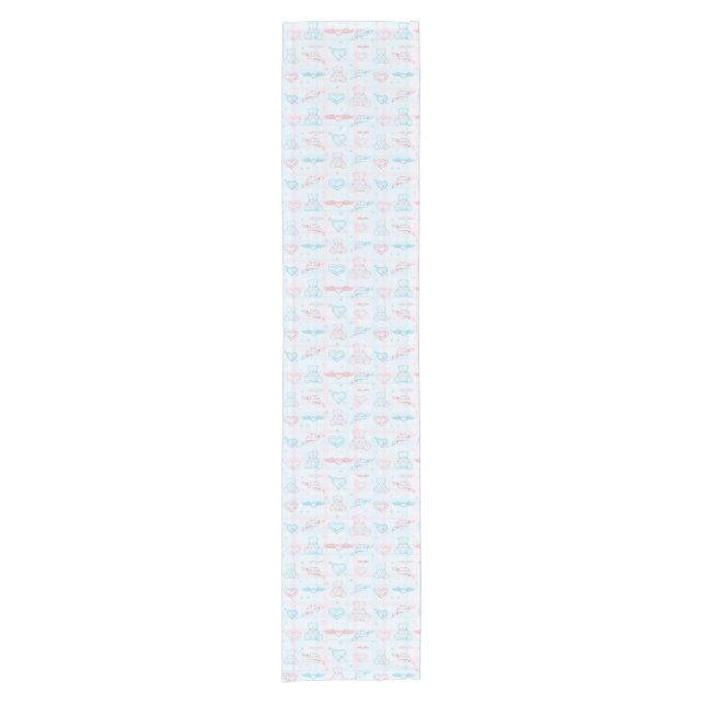 baby pattern with teddy bear short table runner (Front)