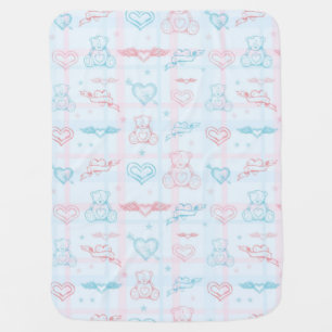 baby pattern with teddy bear stroller blanket