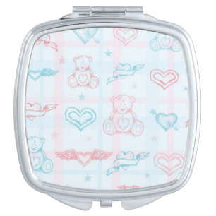 baby pattern with teddy bear vanity mirror
