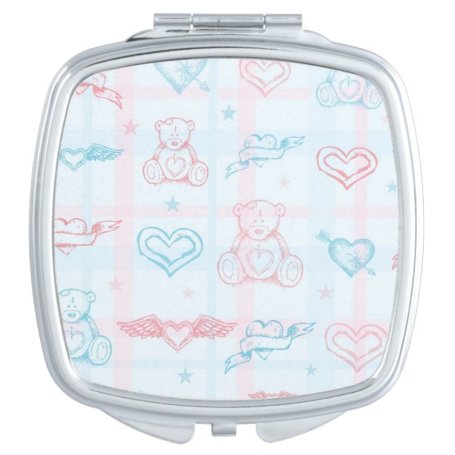baby pattern with teddy bear vanity mirror (Front)