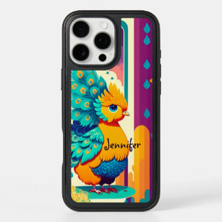 Baby peacock design with custom name iPhone 16 pro max case