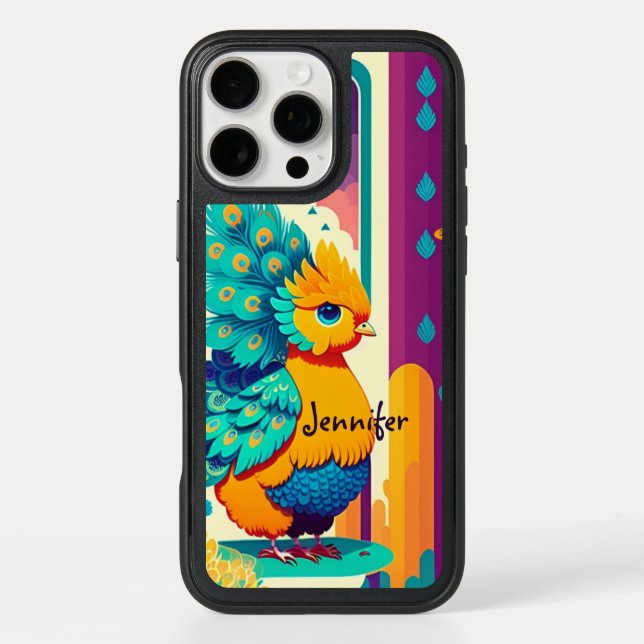 Baby peacock design with custom name otterbox iPhone case (Back)