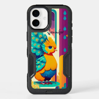 Baby peacock design with custom name iPhone 16 plus case