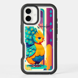 Baby peacock design with custom name iPhone 16 plus case