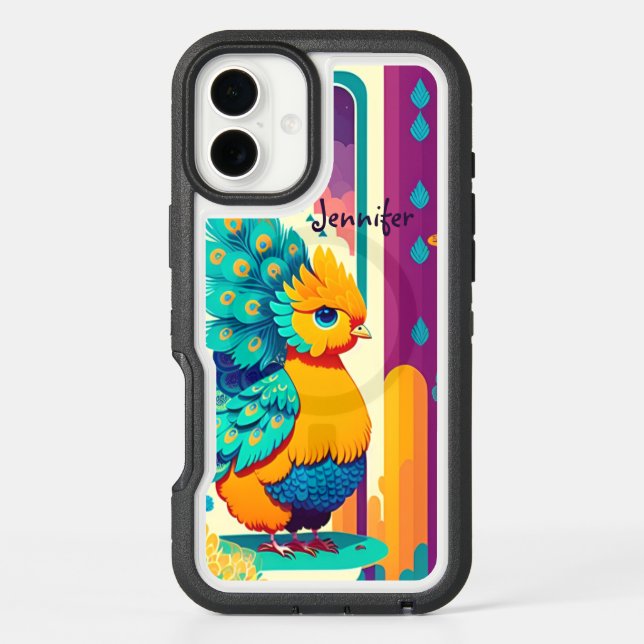 Baby peacock design with custom name otterbox iPhone case (Back)