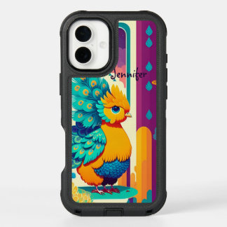 Baby peacock design with custom name iPhone 16 plus case