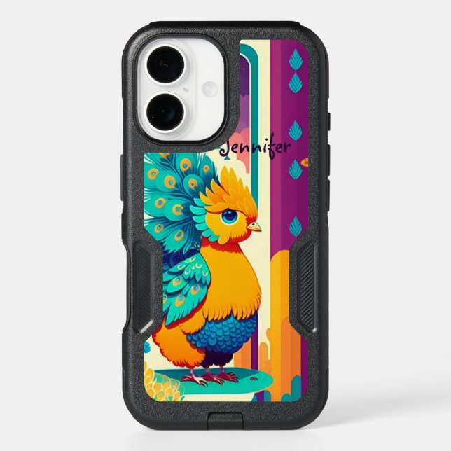 Baby peacock design with custom name otterbox iPhone case (Back)