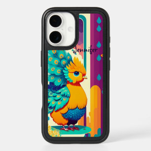 Baby peacock design with custom name iPhone 16 case