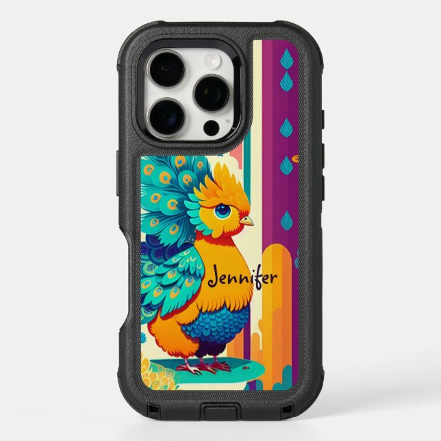 Baby peacock design with custom name otterbox iPhone case (Back)