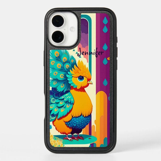 Baby peacock design with custom name otterbox iPhone case (Back)