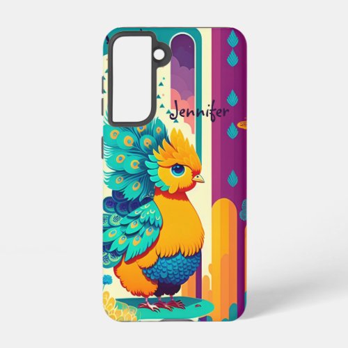 Baby peacock design with custom name samsung galaxy s21 case