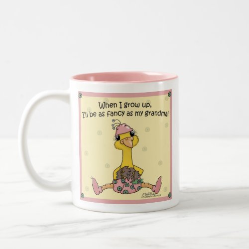 Baby Peahen Fancy as Grandma Two_Tone Coffee Mug