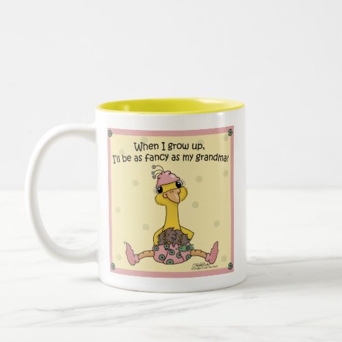 Baby Peahen Fancy as Grandma Two_Tone Coffee Mug