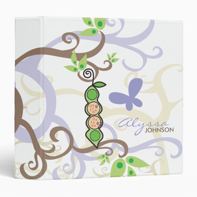 Baby Peas in a Pod Boy Girl Twins Pregnancy Binder (Front/Spine)