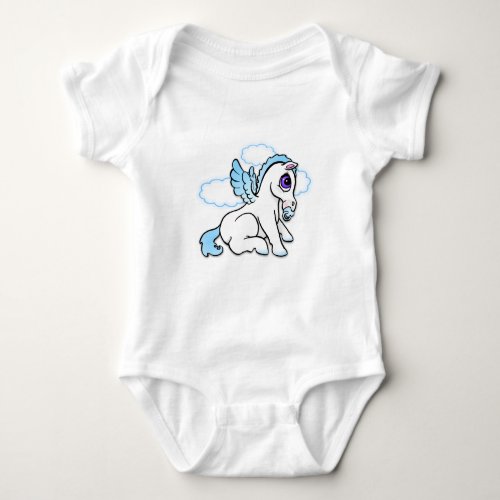 Baby Pegasus with binky _ Blue Baby Bodysuit