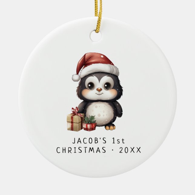 Baby Penguin | Baby's First Christmas Ceramic Ornament (Front)