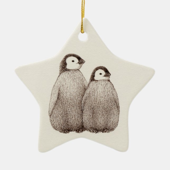 Baby Penguin Brothers Star Ornament (Front)