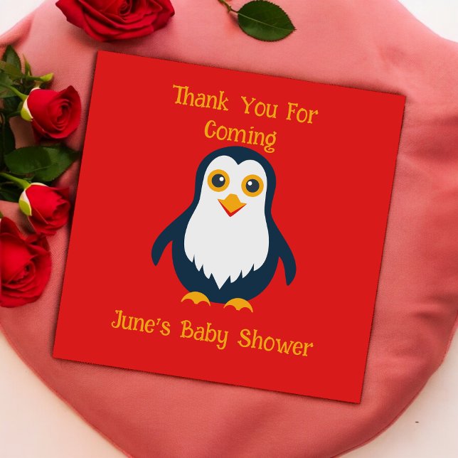 Baby Penguin  Cloth Napkin (dinners with baby penguin Soft comfortable cloth square napkins.)