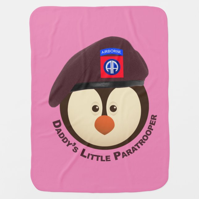 Baby Penguin “Daddy’s Little Paratrooper” Blanket (Front)