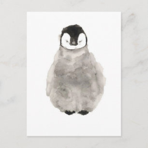 Baby penguin drawing postcard