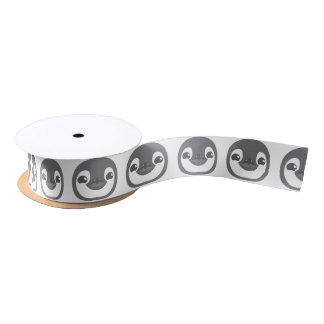 baby penguin face satin ribbon