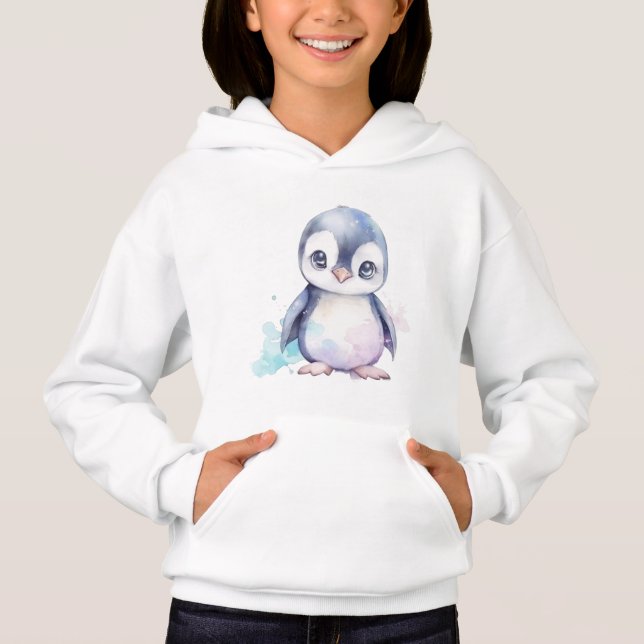 Baby Penguin Kid's T-Shirt Hoodie (Front)