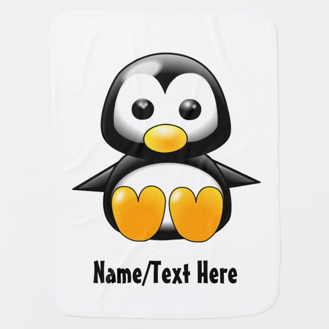 Baby Penguin Name Customize Baby Blanket (Front)