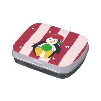 Baby Penguin on a Striped Background Jelly Belly Candy Tin