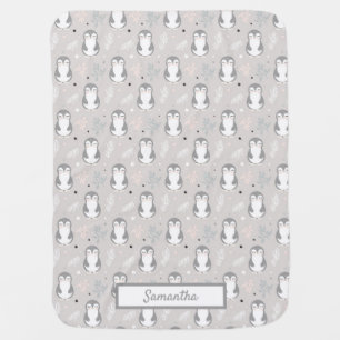Baby penguin pattern girl personalized baby blanket