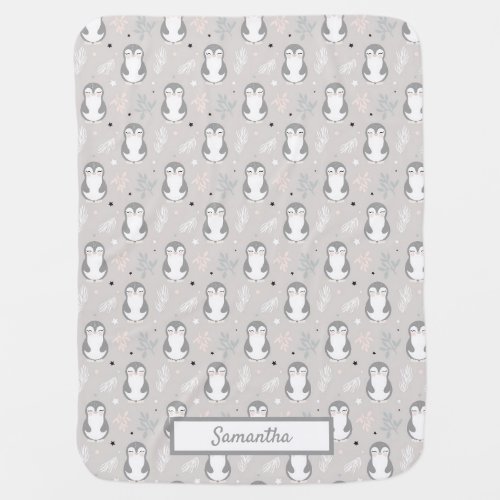 Baby penguin pattern girl personalized baby blanket