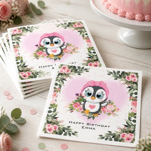 Baby Penguin | Personalized Birthday Napkins