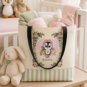 Baby Penguin Personalized Yellow Tote Bag