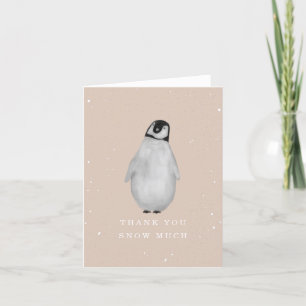 Baby Penguin Pink Girl Winter Baby Shower Thank Letterpress Thank You Card