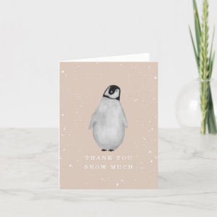 Baby Penguin Pink Girl Winter Baby Shower Thank Thank You Card