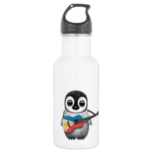 Baby Penguin Playing Filipino Flag Guitar Water Bottle