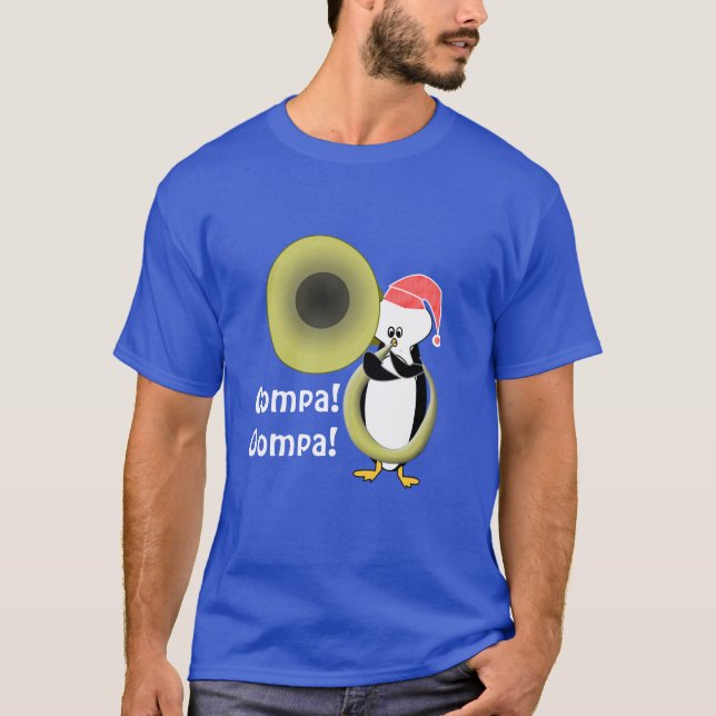 Baby Penguin Playing Tuba Customizable  T-Shirt (Front)