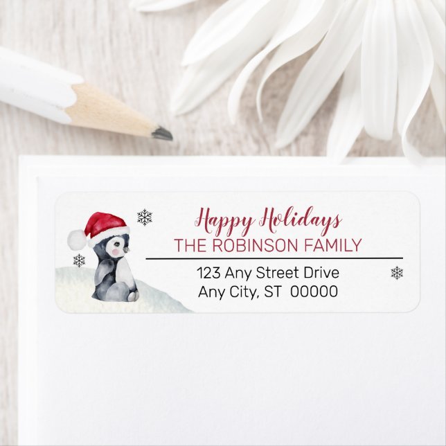 Baby Penguin | Santa Hat Happy Holidays Family Label (Insitu)