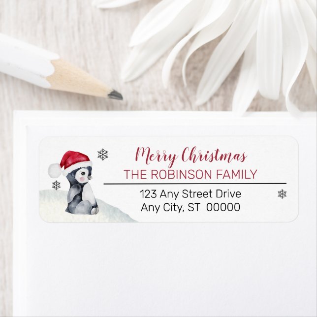 Baby Penguin | Santa Hat Merry Christmas Family Label (Insitu)