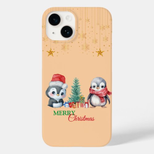 Baby Penguin Santa Red Green Merry Christmas Party Case_Mate iPhone 14 Case