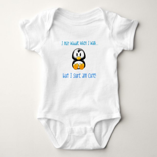 Baby Penguin Waddler Sbhirt Baby Bodysuit (Front)