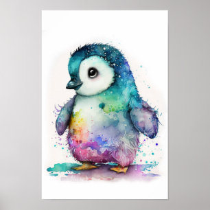 Baby Penguin watercolor nursery decor print