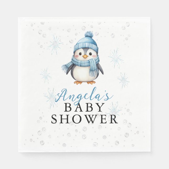 Baby Penguin Winter Baby Shower  Napkins (Front)